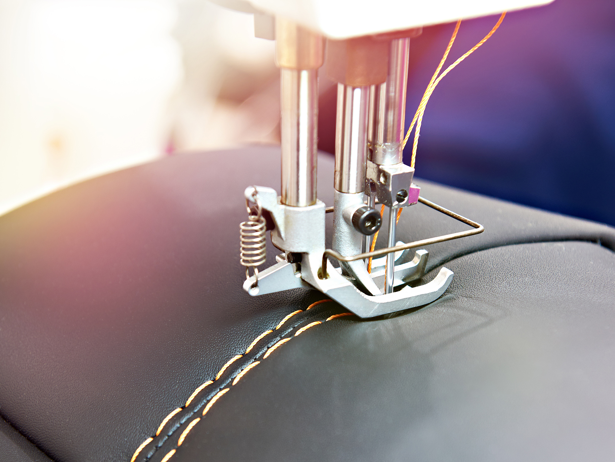 Sewing machine for leather